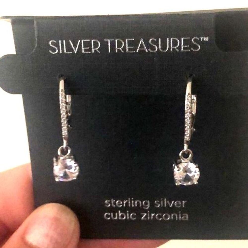 Cubic zirconia drop earrings Sterling silver 925 new